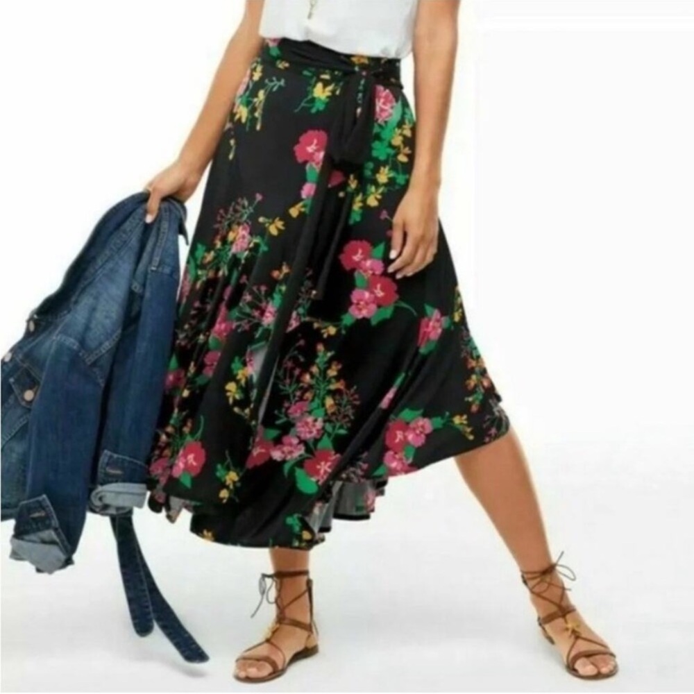 CAbi Floral Drama Full Wrap Skirt In Midnight